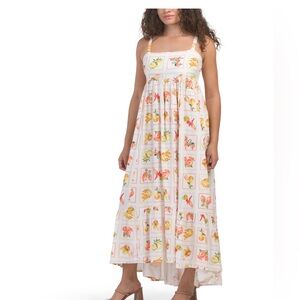 Anthropologie Midi Dress  Fruit Cottagecore Size M Spring Summer